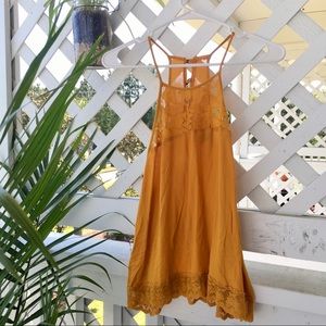 Mustard halter top with lace detailing